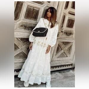 ZARA CROCHET  WHITE EMBROIDERED DRESS MAXI BLOGGERS FAV XXL